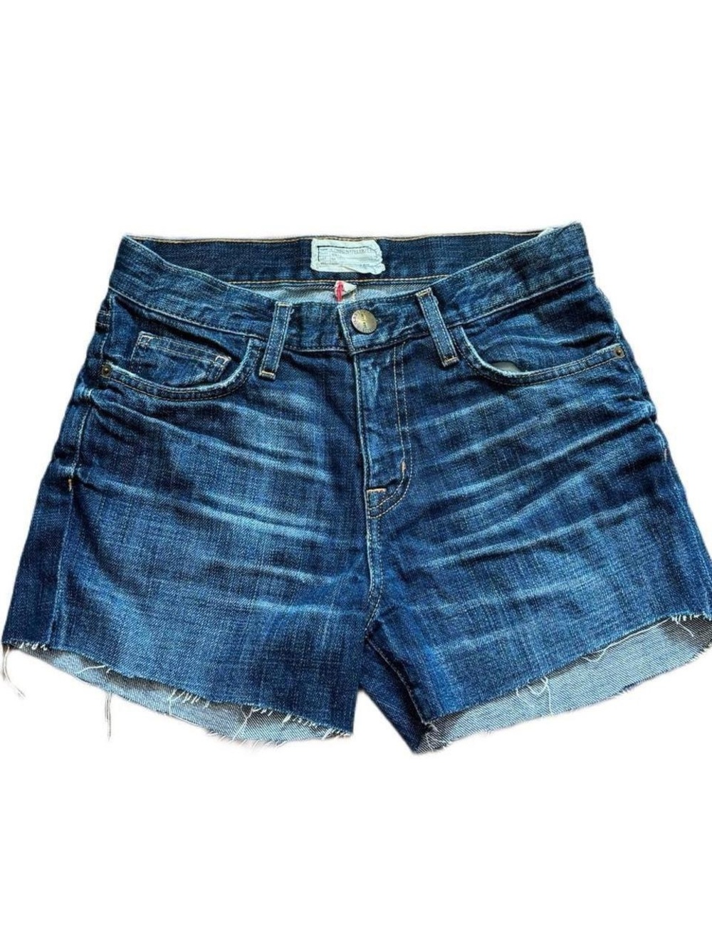 Current/Elliott Indigo Raw-Hem Denim Shorts
